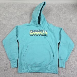 Champion Reverse Weave Pullover Hoodie Mens Small Teal Dopamine Dressing Sweater